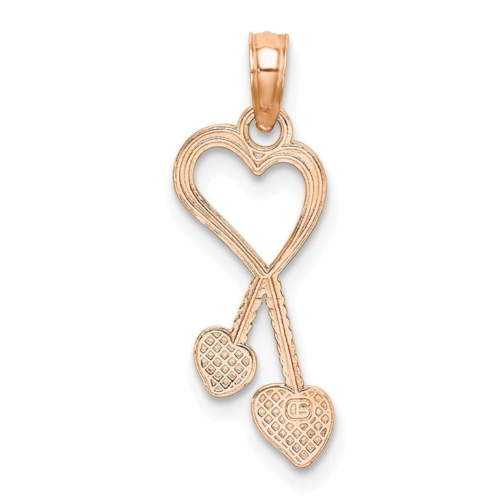 Lovely Rita's Charms & Pendants 14K Rose Gold Polished Finish Tassle Hearts Pendant