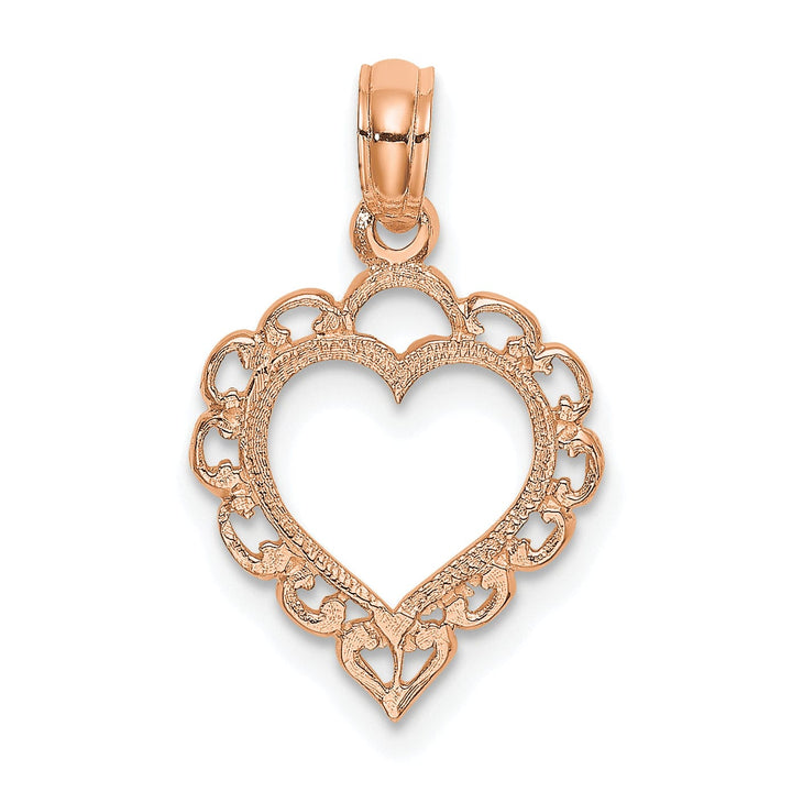Lovely Rita's Charms & Pendants 14K Rose Polished Lace Border Heart Pendant
