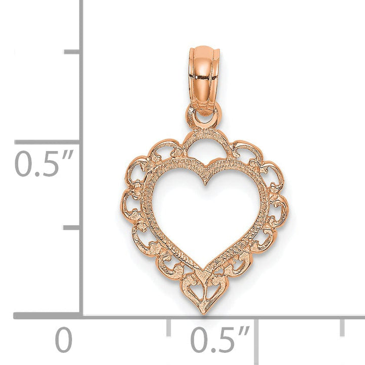 Lovely Rita's Charms & Pendants 14K Rose Polished Lace Border Heart Pendant