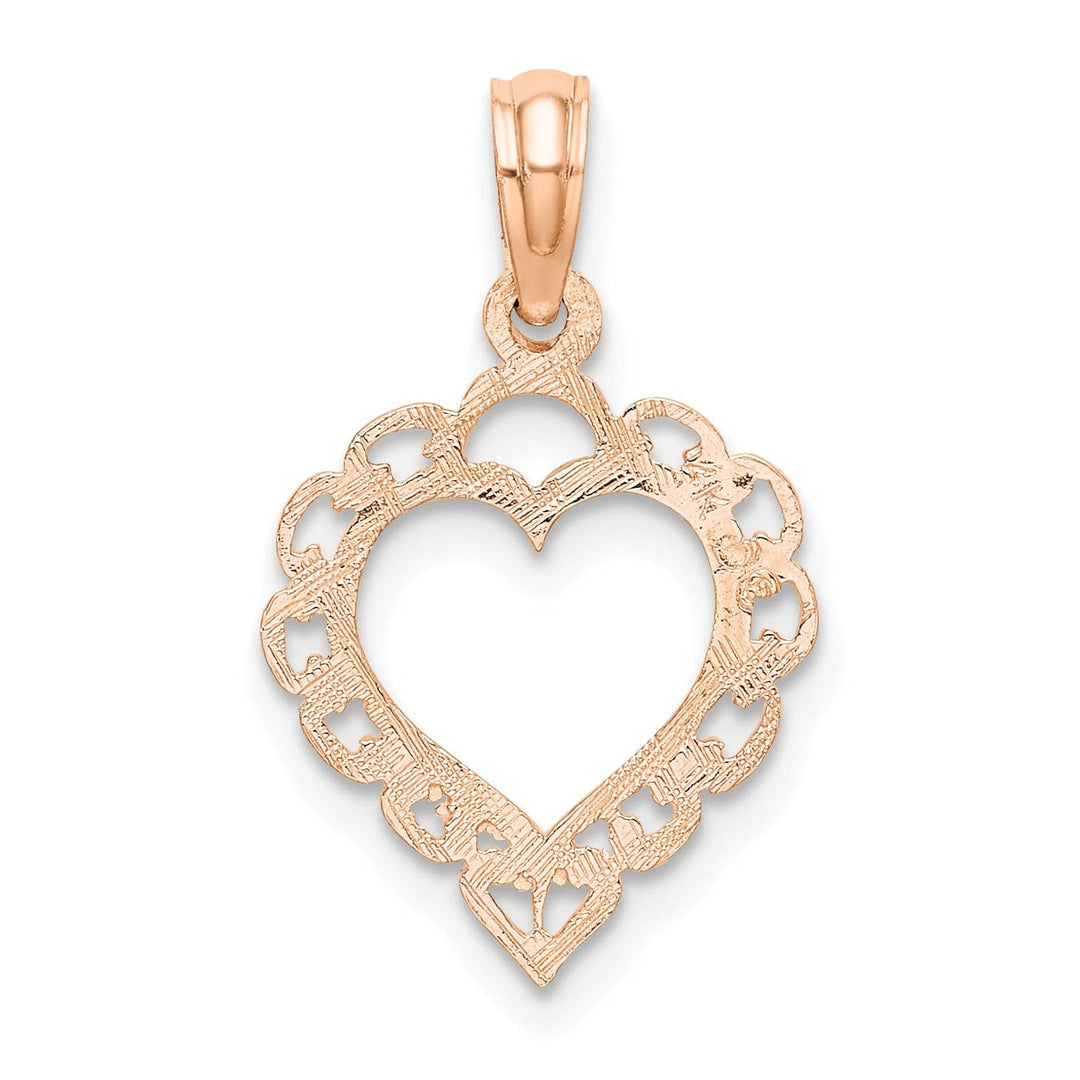 Lovely Rita's Charms & Pendants 14K Rose Polished Lace Border Heart Pendant