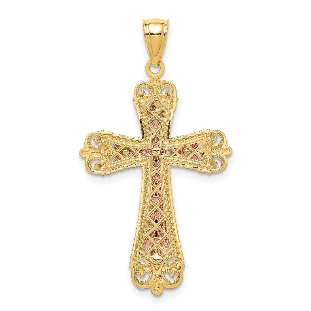 Lovely Rita's Charms & Pendants 14K Tri-Color Gold Classic D.C Fleur de Lis Cross Pendant