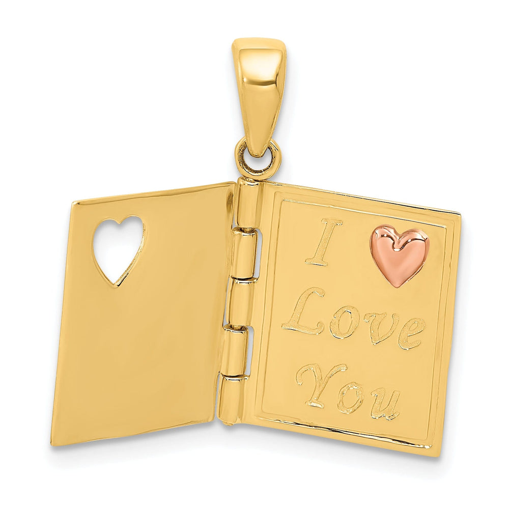 Lovely Rita's Charms & Pendants 14K Two Tone Gold 3-D Enameled Moveable SWEETHEART Book Pendant