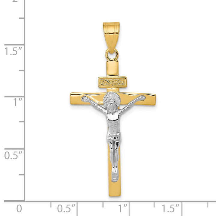 Lovely Rita's Charms & Pendants 14K Two-Tone Gold Artistic INRI Cross Pendant