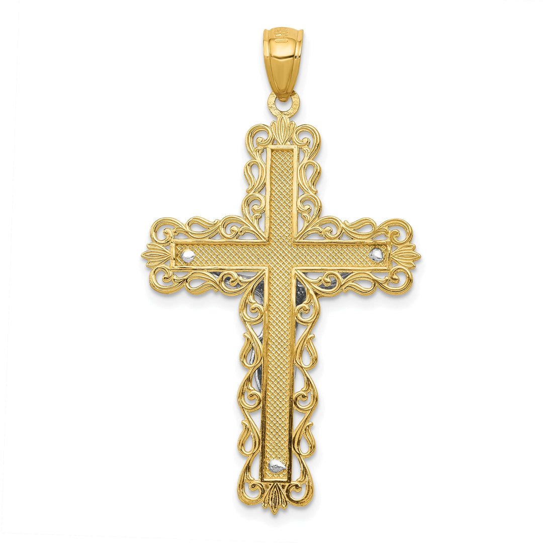 Lovely Rita's Charms & Pendants 14K Two-Tone Gold Bold Fleur de Lis Cross Pendant