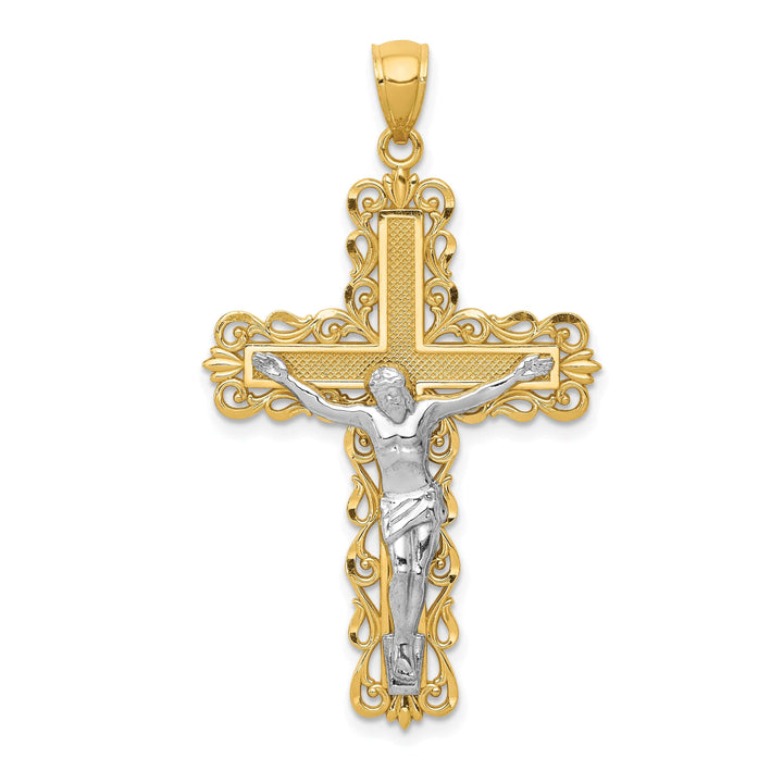 Lovely Rita's Charms & Pendants 14K Two-Tone Gold Bold Fleur de Lis Cross Pendant