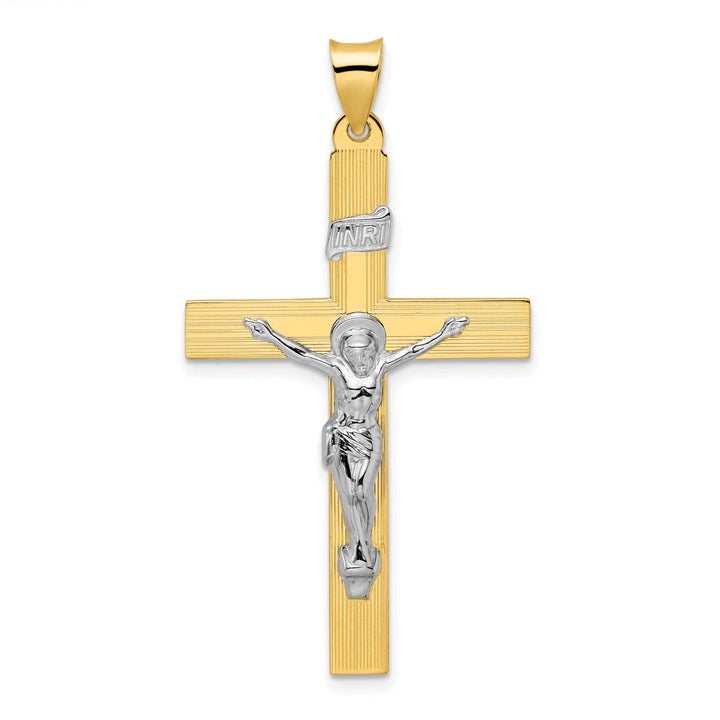Lovely Rita's Charms & Pendants 14K Two-Tone Gold Bold Polished Solid INRI Cross Pendant
