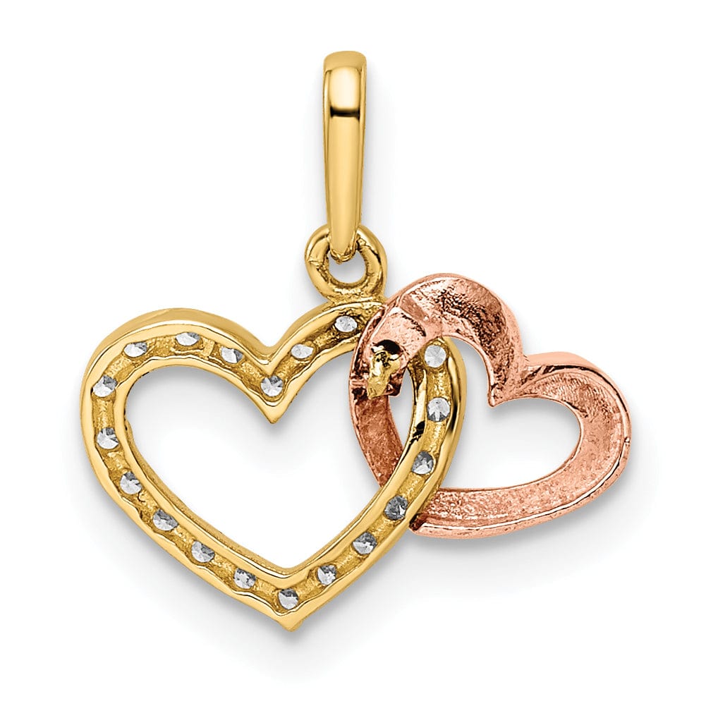 Lovely Rita's Charms & Pendants 14k Two Tone Gold C.Z Hearts Pendant