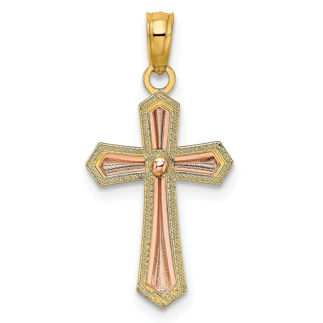 Lovely Rita's Charms & Pendants 14K Two-Tone Gold Classic Beaded Trim Passion Cross Pendant