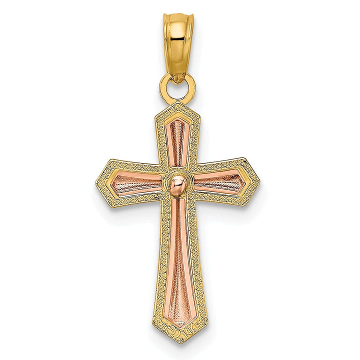 Lovely Rita's Charms & Pendants 14K Two-Tone Gold Classic Beaded Trim Passion Cross Pendant