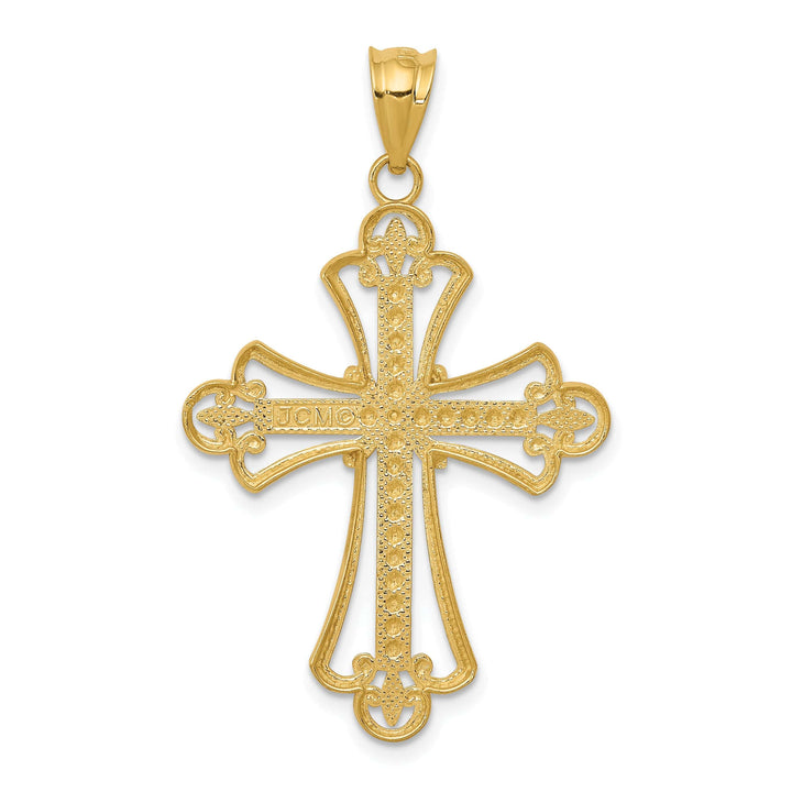Lovely Rita's Charms & Pendants 14K Two-Tone Gold Classic Budded Fleur de Lis Cross Pendant
