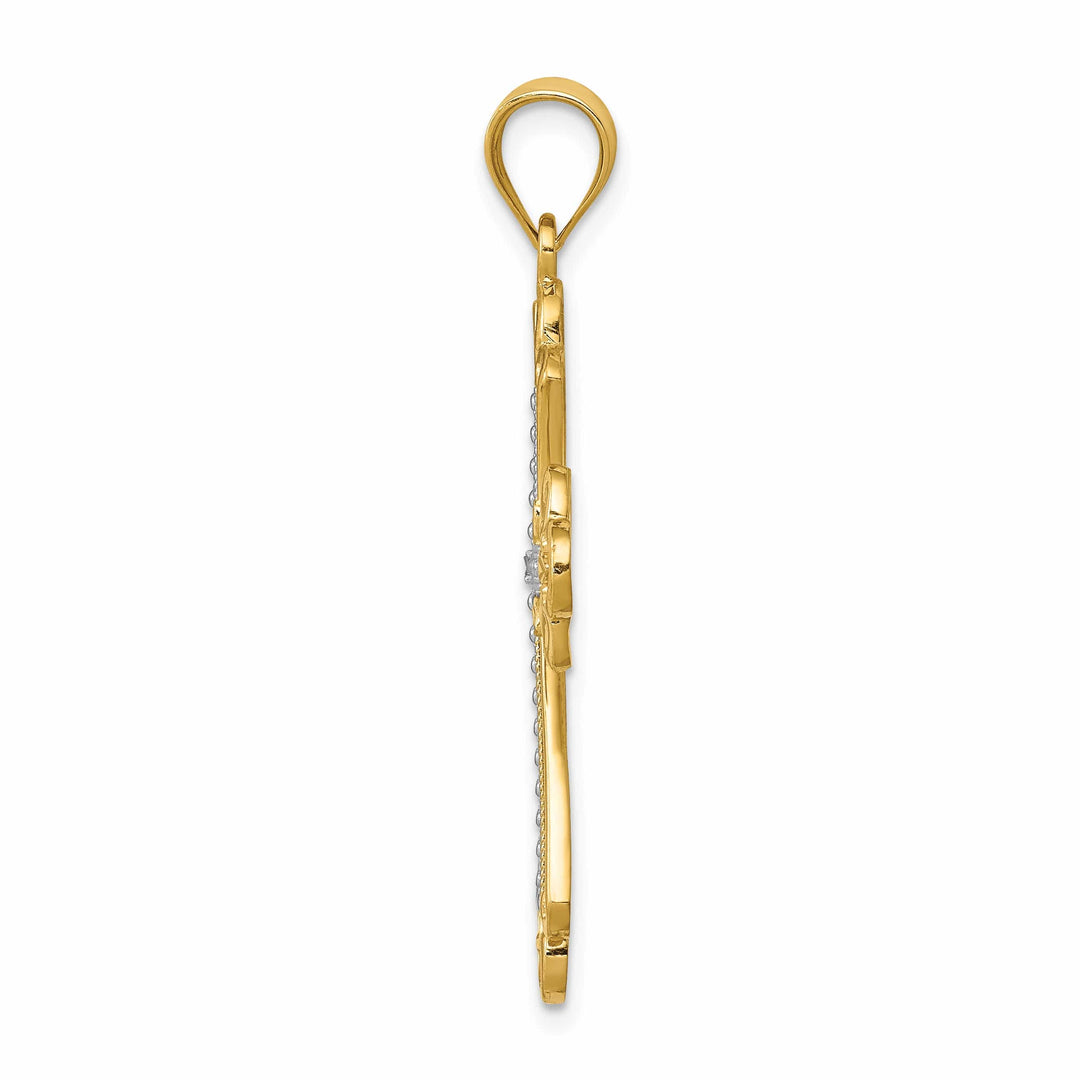 Lovely Rita's Charms & Pendants 14K Two-Tone Gold Classic Budded Fleur de Lis Cross Pendant