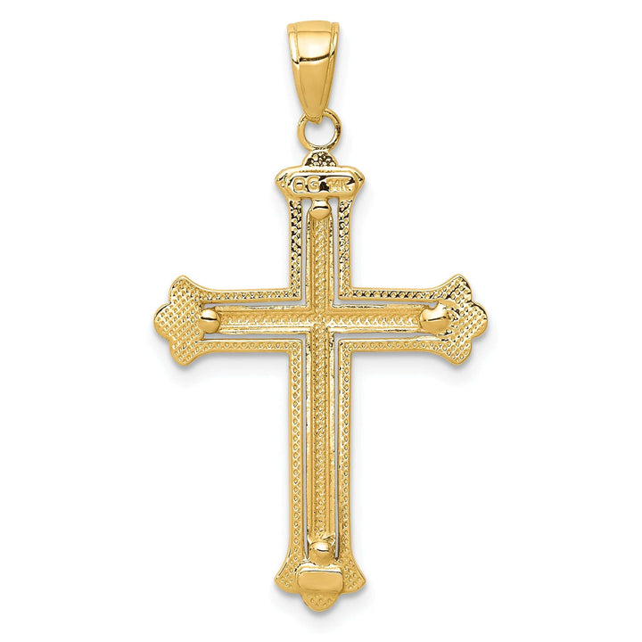 Lovely Rita's Charms & Pendants 14K Two-Tone Gold Classic Budded Frame Fleur de Lis Cross Pendant