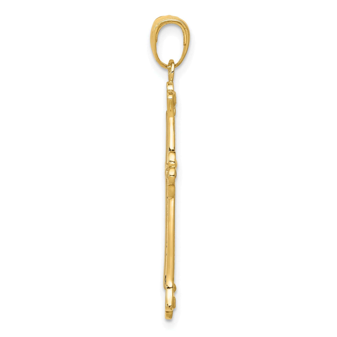 Lovely Rita's Charms & Pendants 14K Two-Tone Gold Classic Budded Frame Fleur de Lis Cross Pendant