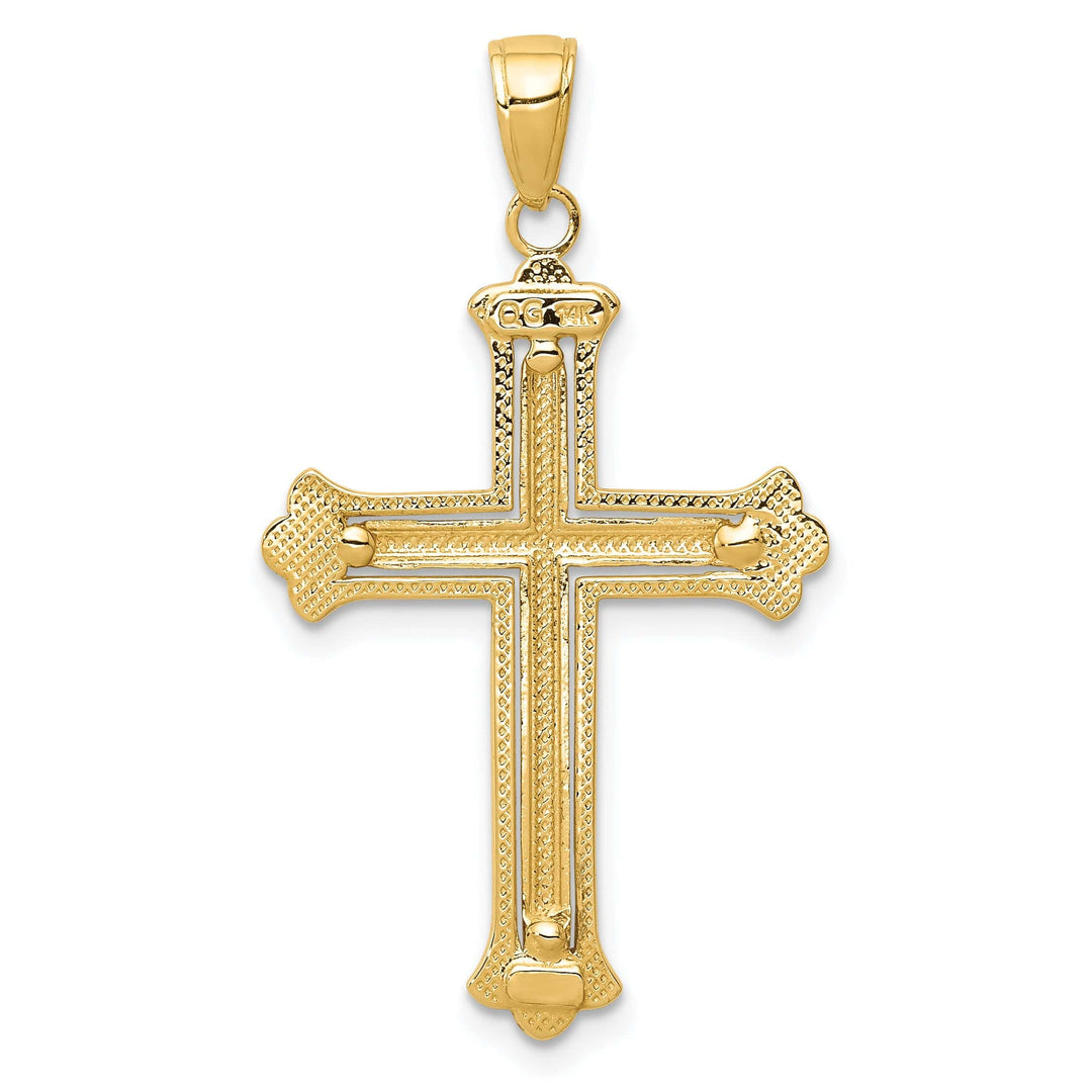 Lovely Rita's Charms & Pendants 14K Two-Tone Gold Classic Budded Frame Fleur de Lis Cross Pendant