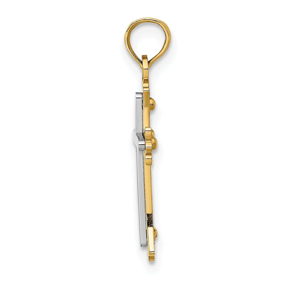 Lovely Rita's Charms & Pendants 14K Two-Tone Gold Classic Center Fleur de Lis Cross Pendant