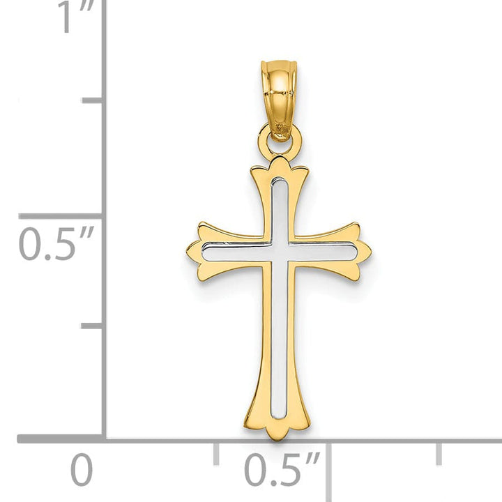 Lovely Rita's Charms & Pendants 14K Two-Tone Gold Classic Center Fleur de Lis Cross Pendant