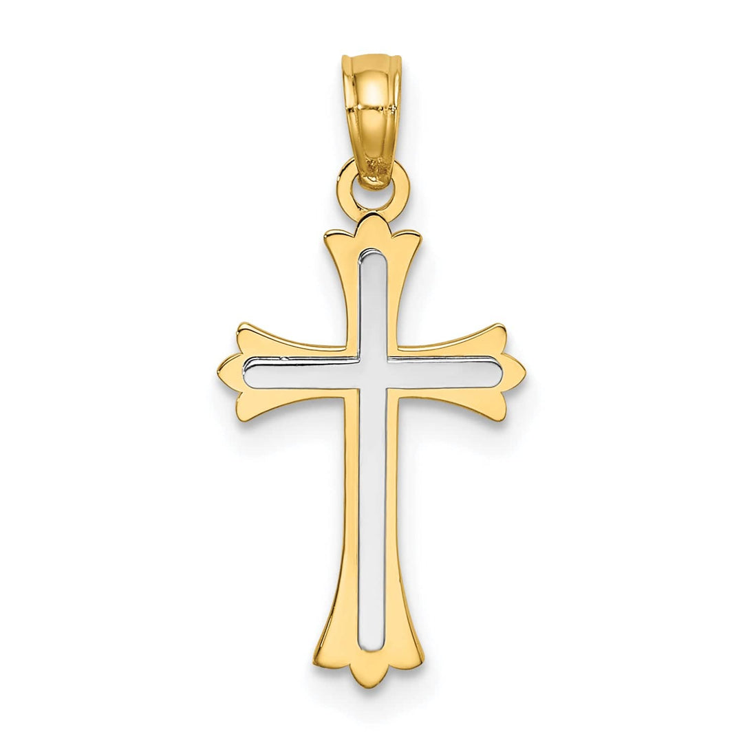 Lovely Rita's Charms & Pendants 14K Two-Tone Gold Classic Center Fleur de Lis Cross Pendant