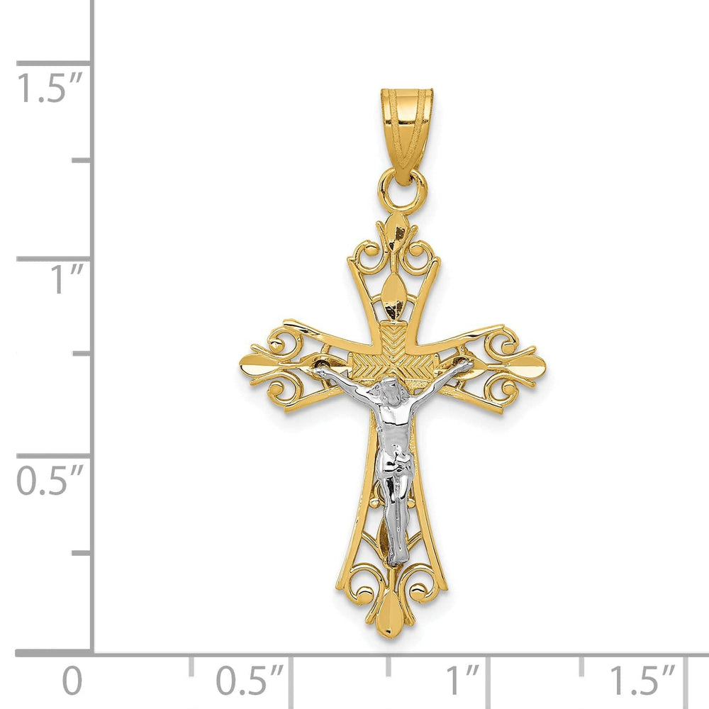Lovely Rita's Charms & Pendants 14K Two-Tone Gold Classic Crucifix Cross Pendant