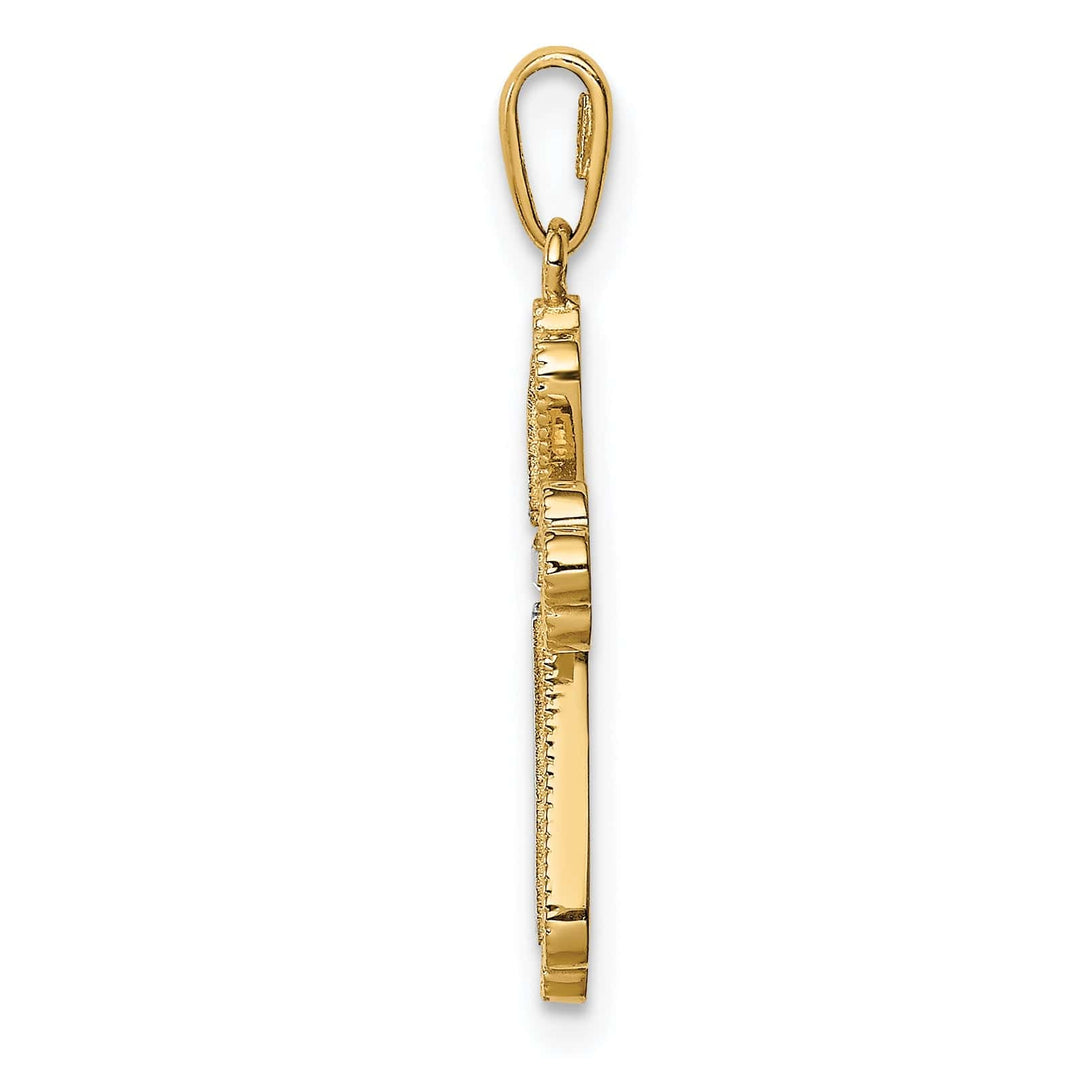 Lovely Rita's Charms & Pendants 14K Two-Tone Gold Classic CZ Fleur de Lis Cross Pendant