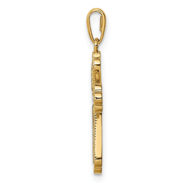 Lovely Rita's Charms & Pendants 14K Two-Tone Gold Classic CZ Fleur de Lis Cross Pendant