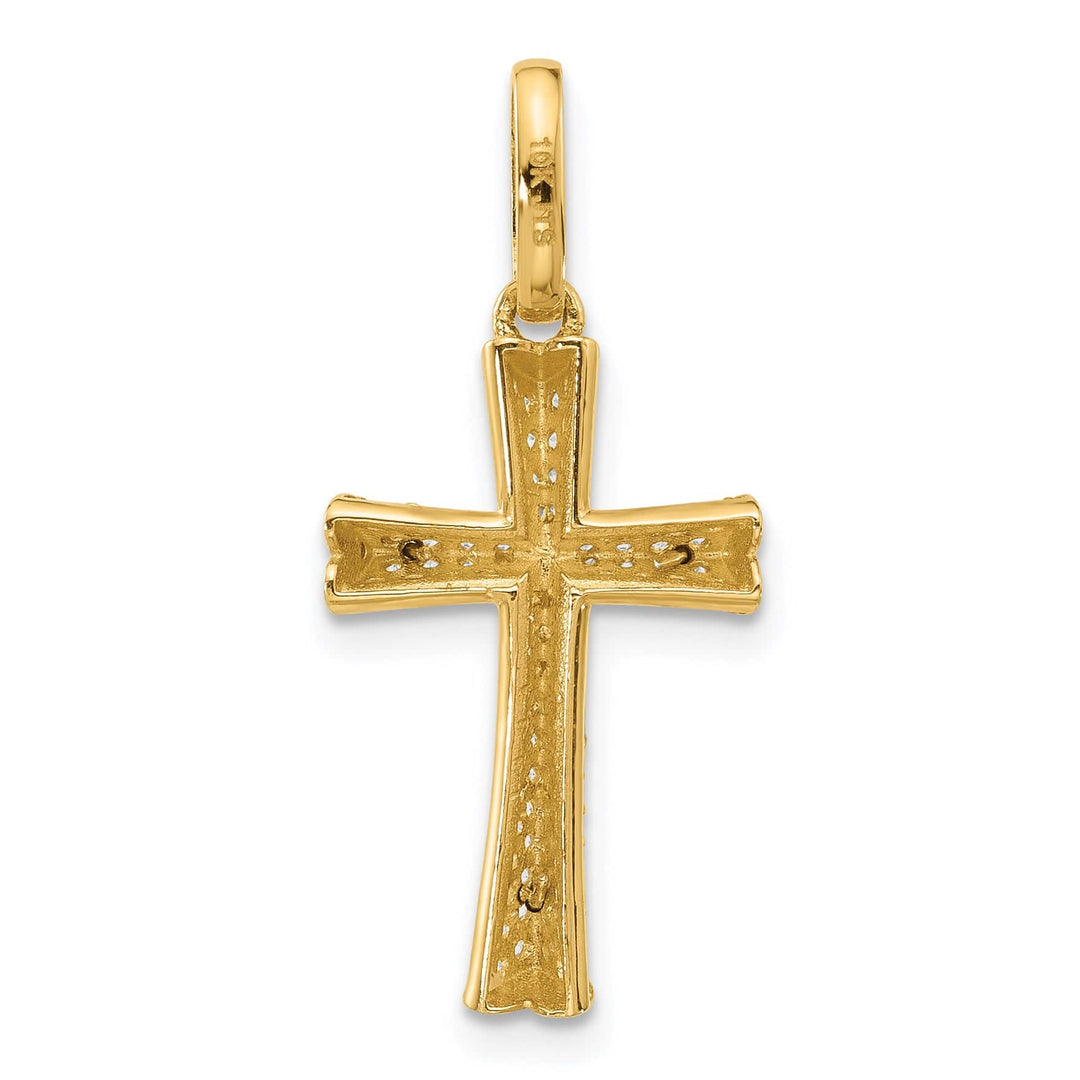 Lovely Rita's Charms & Pendants 14K Two-Tone Gold Classic CZ Heart Ends Crucifix Cross Pendant