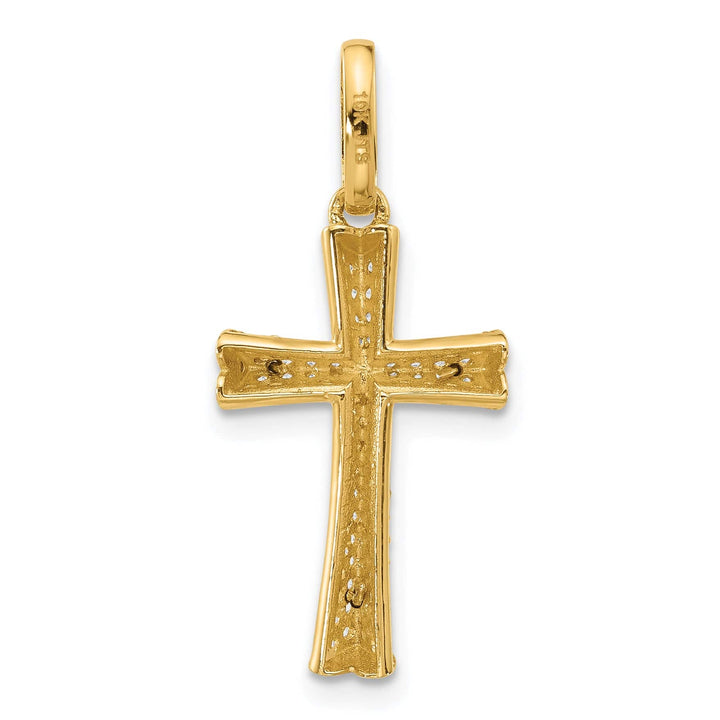 Lovely Rita's Charms & Pendants 14K Two-Tone Gold Classic CZ Heart Ends Crucifix Cross Pendant