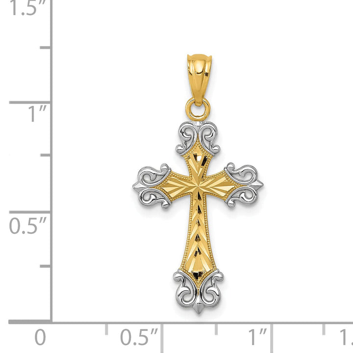 Lovely Rita's Charms & Pendants 14K Two-Tone Gold Classic D.C Filigree Cross Pendant
