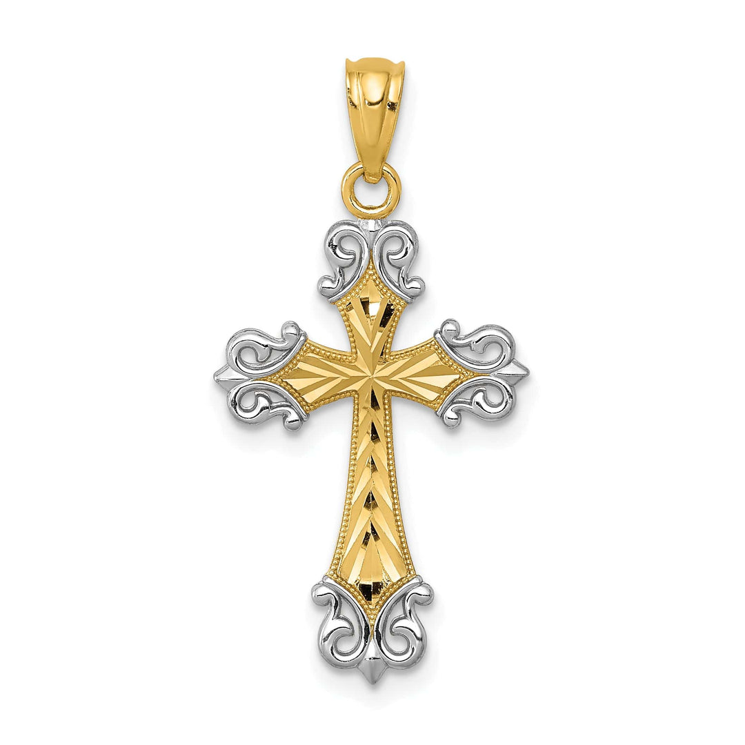 Lovely Rita's Charms & Pendants 14K Two-Tone Gold Classic D.C Filigree Cross Pendant