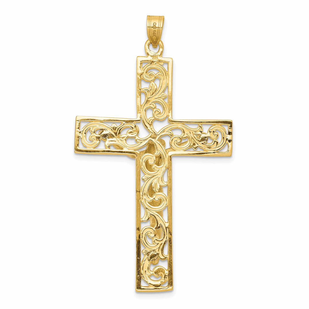Lovely Rita's Charms & Pendants 14K Two-Tone Gold Classic D.C Filigree Crucifix Cross Pendant