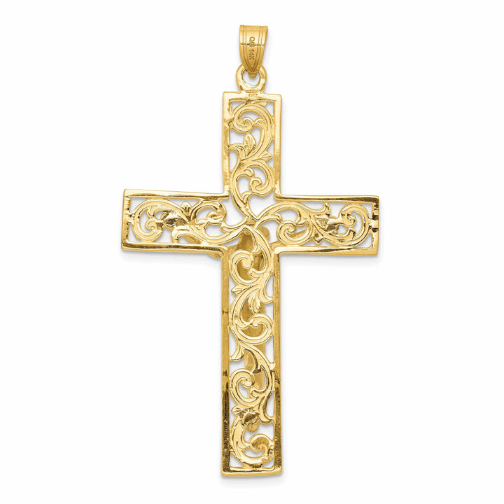 Lovely Rita's Charms & Pendants 14K Two-Tone Gold Classic D.C Filigree Crucifix Cross Pendant