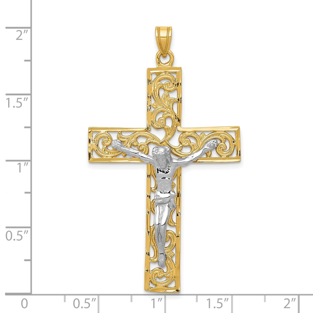Lovely Rita's Charms & Pendants 14K Two-Tone Gold Classic D.C Filigree Crucifix Cross Pendant