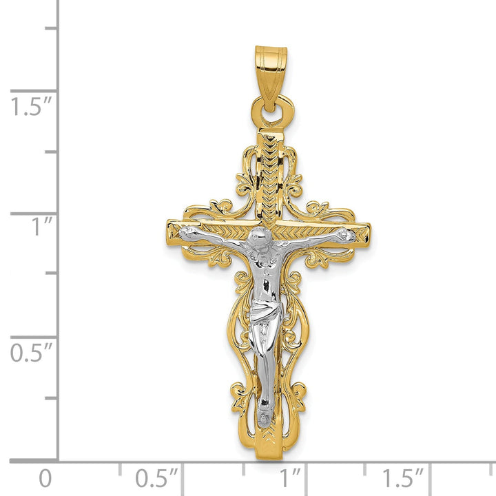 Lovely Rita's Charms & Pendants 14K Two-Tone Gold Classic D.C Fleur de Lis Cross Pendant