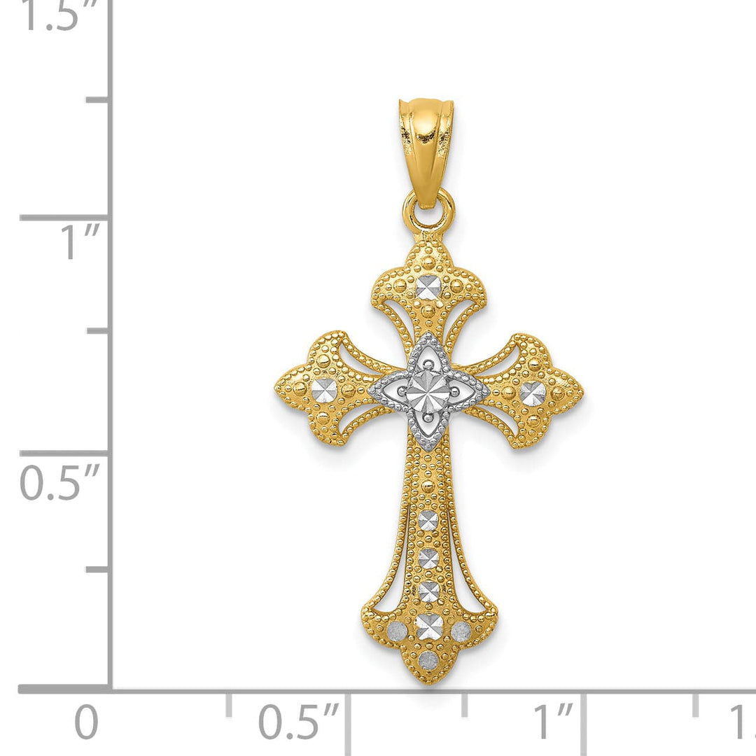Lovely Rita's Charms & Pendants 14K Two-Tone Gold Classic D.C Fleur de Lis Cross Pendant