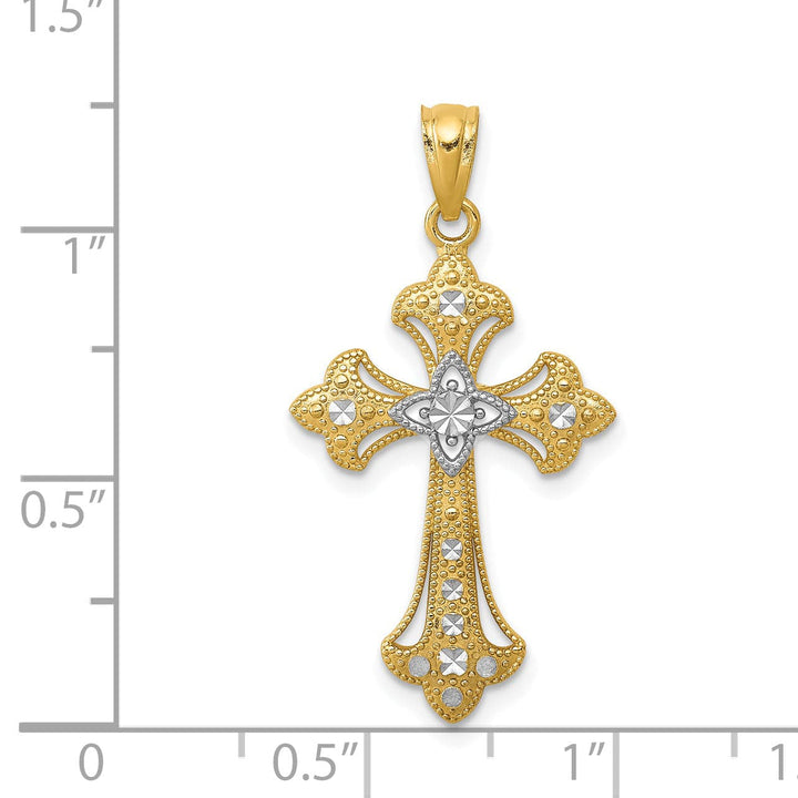 Lovely Rita's Charms & Pendants 14K Two-Tone Gold Classic D.C Fleur de Lis Cross Pendant