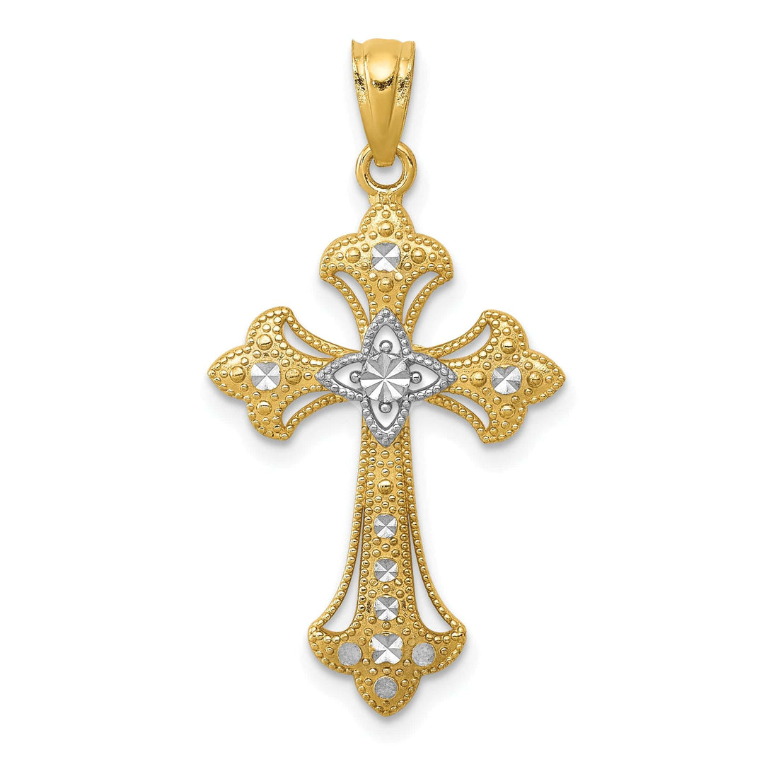 Lovely Rita's Charms & Pendants 14K Two-Tone Gold Classic D.C Fleur de Lis Cross Pendant