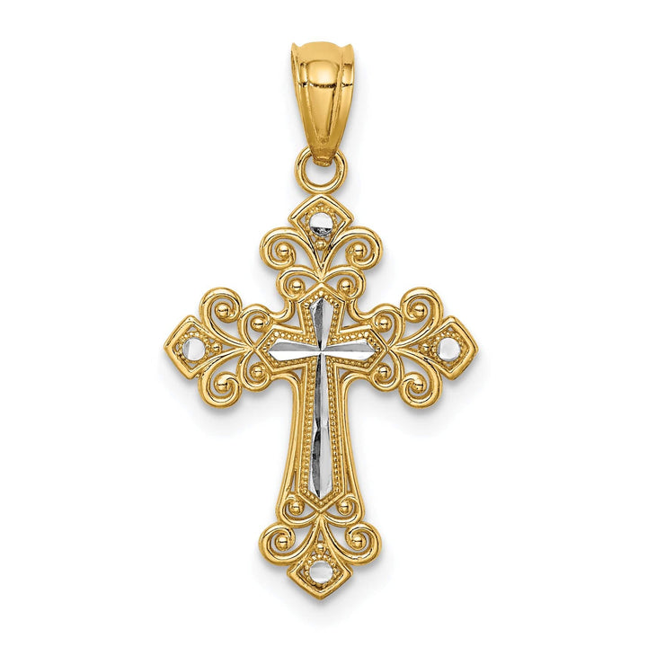 Lovely Rita's Charms & Pendants 14K Two-Tone Gold Classic D.C Fleur de Lis Cross Pendant