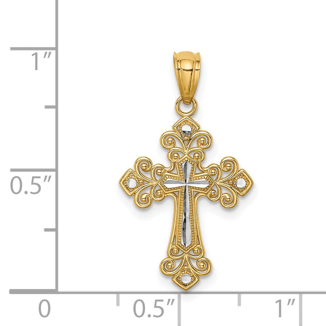 Lovely Rita's Charms & Pendants 14K Two-Tone Gold Classic D.C Fleur de Lis Cross Pendant