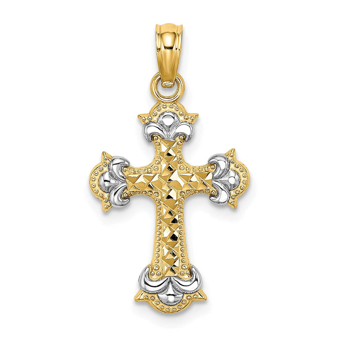 Lovely Rita's Charms & Pendants 14K Two-Tone Gold Classic D.C Fleur-De-Lis Filigree Cross Pendant