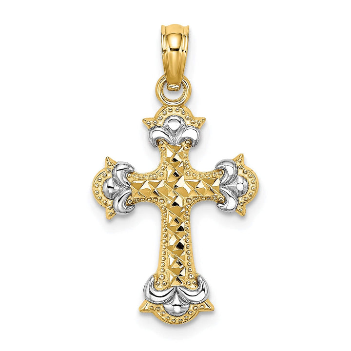 Lovely Rita's Charms & Pendants 14K Two-Tone Gold Classic D.C Fleur-De-Lis Filigree Cross Pendant