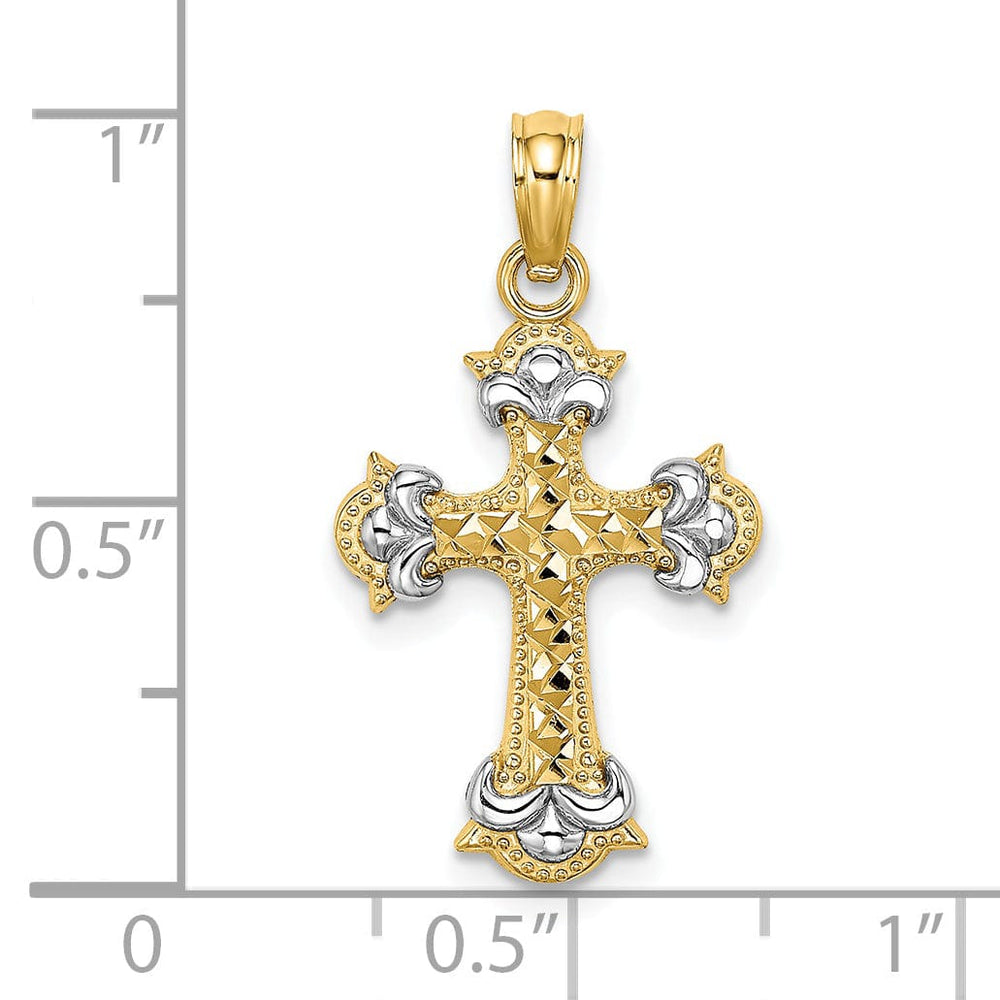 Lovely Rita's Charms & Pendants 14K Two-Tone Gold Classic D.C Fleur-De-Lis Filigree Cross Pendant