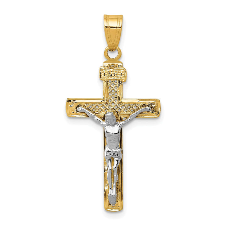 Lovely Rita's Charms & Pendants 14K Two-Tone Gold Classic D.C Lattice INRI Cross Pendant