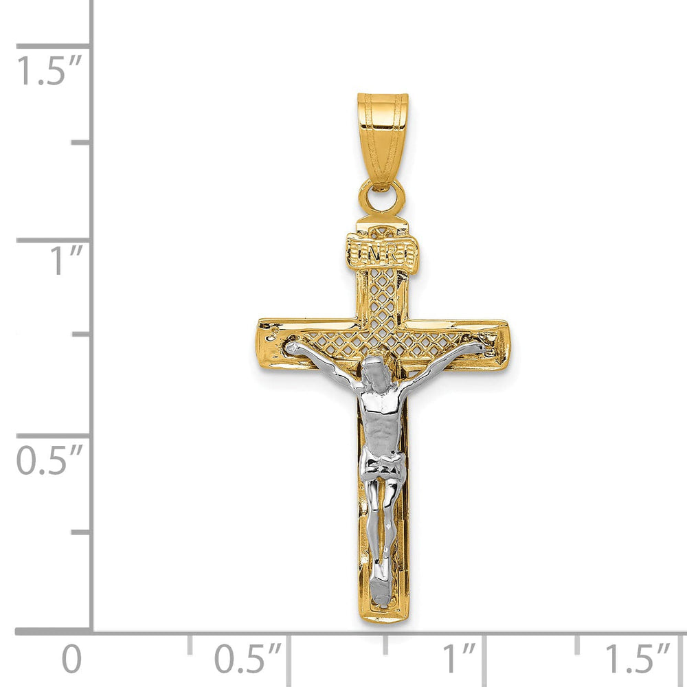 Lovely Rita's Charms & Pendants 14K Two-Tone Gold Classic D.C Lattice INRI Cross Pendant