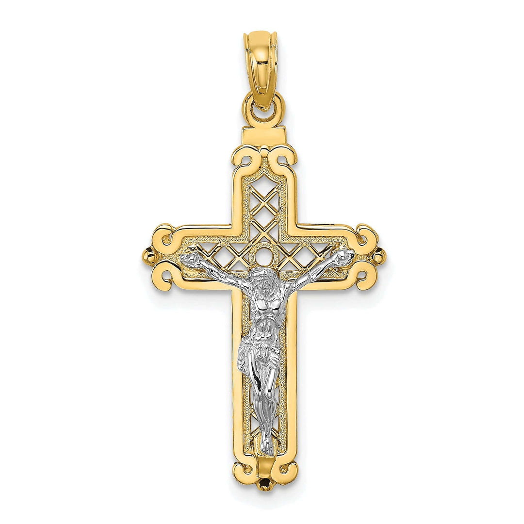 Lovely Rita's Charms & Pendants 14K Two-Tone Gold Classic Fancy Crucifix Cross Pendant