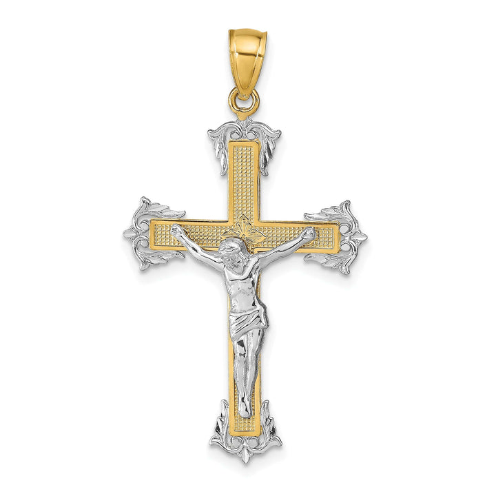 Lovely Rita's Charms & Pendants 14K Two-Tone Gold Classic Fleur de Lis Cross Pendant