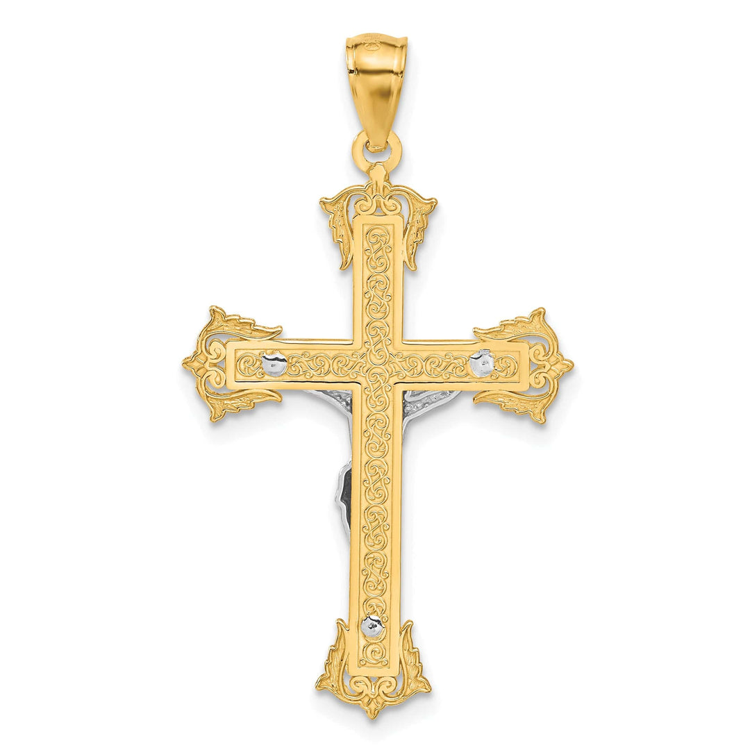Lovely Rita's Charms & Pendants 14K Two-Tone Gold Classic Fleur de Lis Cross Pendant