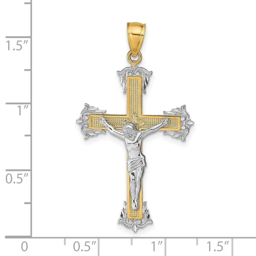 Lovely Rita's Charms & Pendants 14K Two-Tone Gold Classic Fleur de Lis Cross Pendant