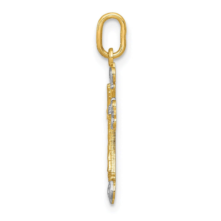 Lovely Rita's Charms & Pendants 14K Two-Tone Gold Classic Fleur de Lis Cross Pendant