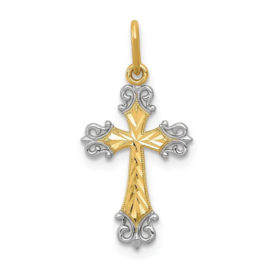 Lovely Rita's Charms & Pendants 14K Two-Tone Gold Classic Fleur de Lis Cross Pendant