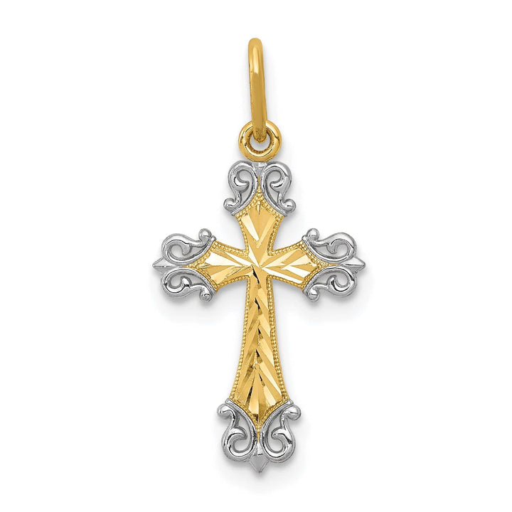 Lovely Rita's Charms & Pendants 14K Two-Tone Gold Classic Fleur de Lis Cross Pendant