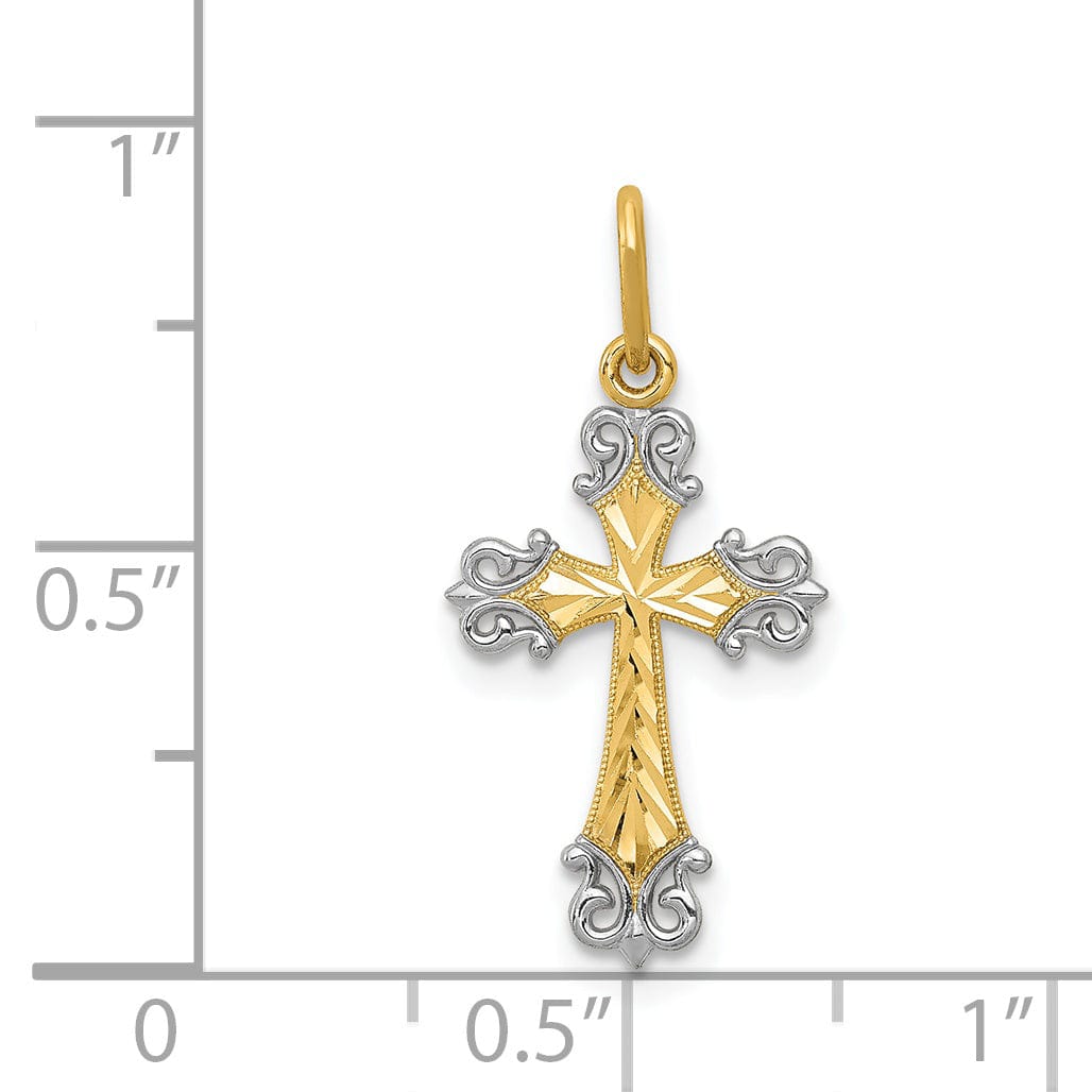 Lovely Rita's Charms & Pendants 14K Two-Tone Gold Classic Fleur de Lis Cross Pendant